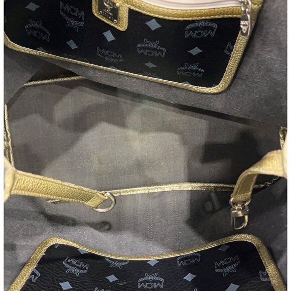 MCM Visetos Striped Munich Lion Tote Bag - Lion Princess Edition - Picture 5 of 9